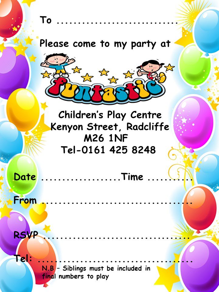 Funtastic Kids party invites